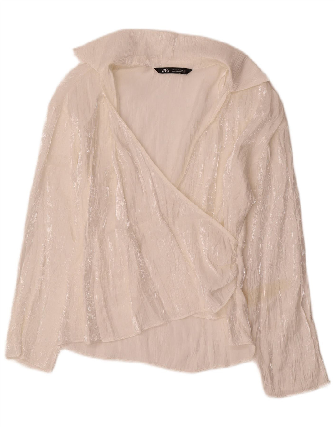 Zara Womens Long Sleeve Blouse Top UK 12 Medium White Viscose