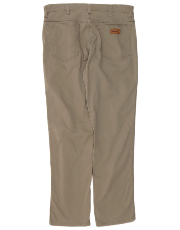 WRANGLER Mens Texas Straight Casual Trousers W34 L30 Khaki Cotton