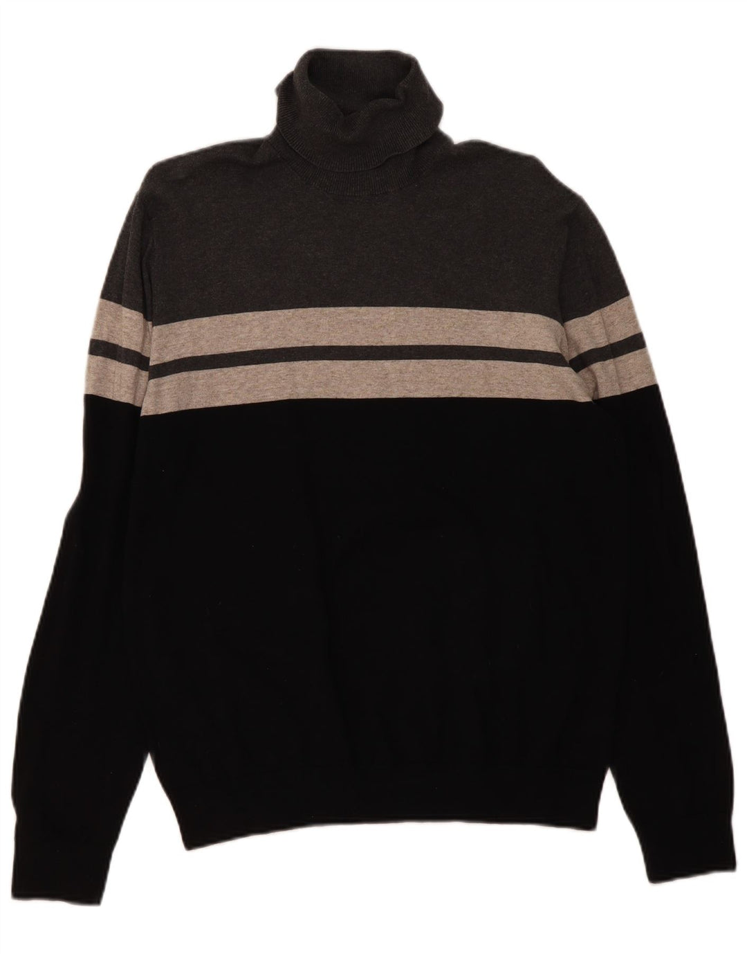Marks & Spencer Mens Roll Neck Jumper Sweater Large Black Colourblock