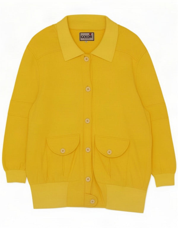 Goldie Womens Tracksuit Top Jacket UK 14 Medium Yellow Cotton