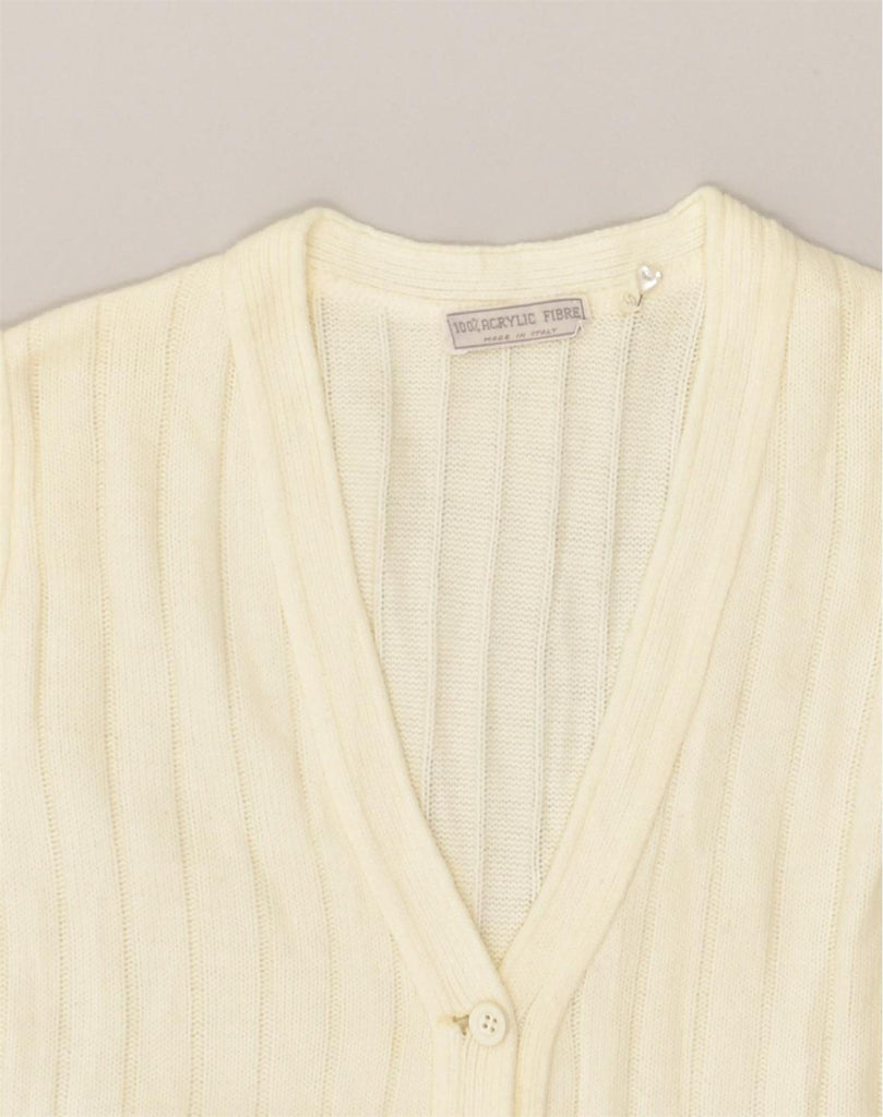 VINTAGE Womens Sleeveless Cardigan Sweater IT 48 XL Off White Acrylic | Vintage Vintage | Thrift | Second-Hand Vintage | Used Clothing | Messina Hembry 