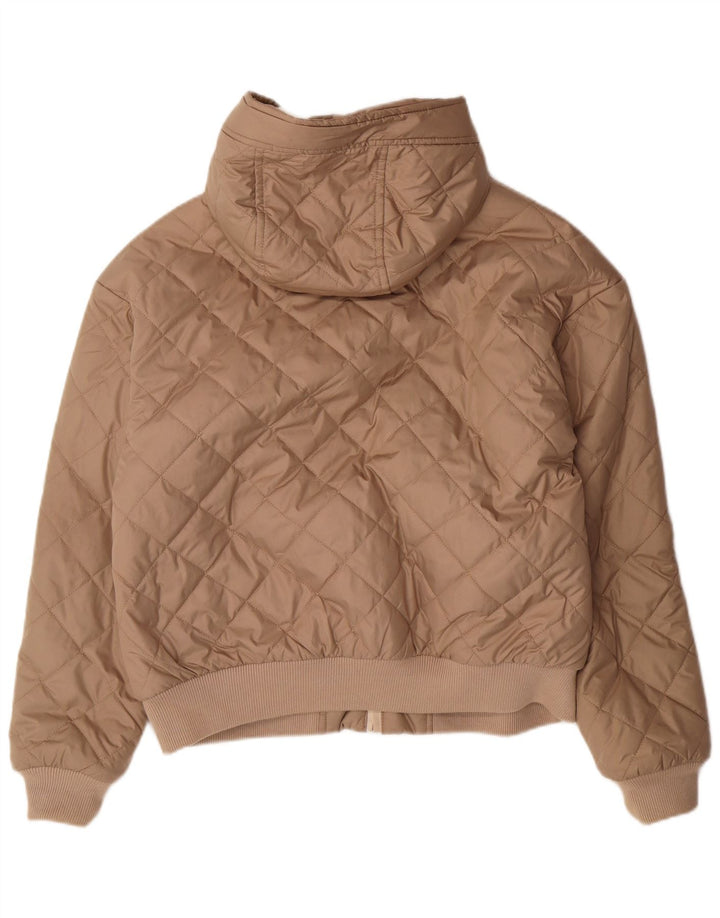 HOLLISTER Womens Hooded Quilted Jacket UK 10 Small Beige Polyester