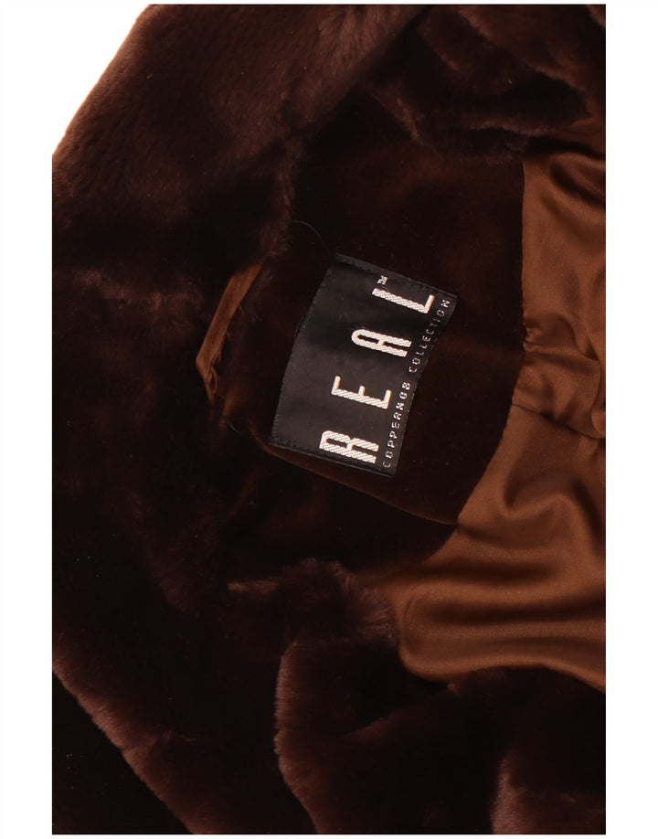 Vintage Womens Velvet Overcoat UK 10 Small Brown