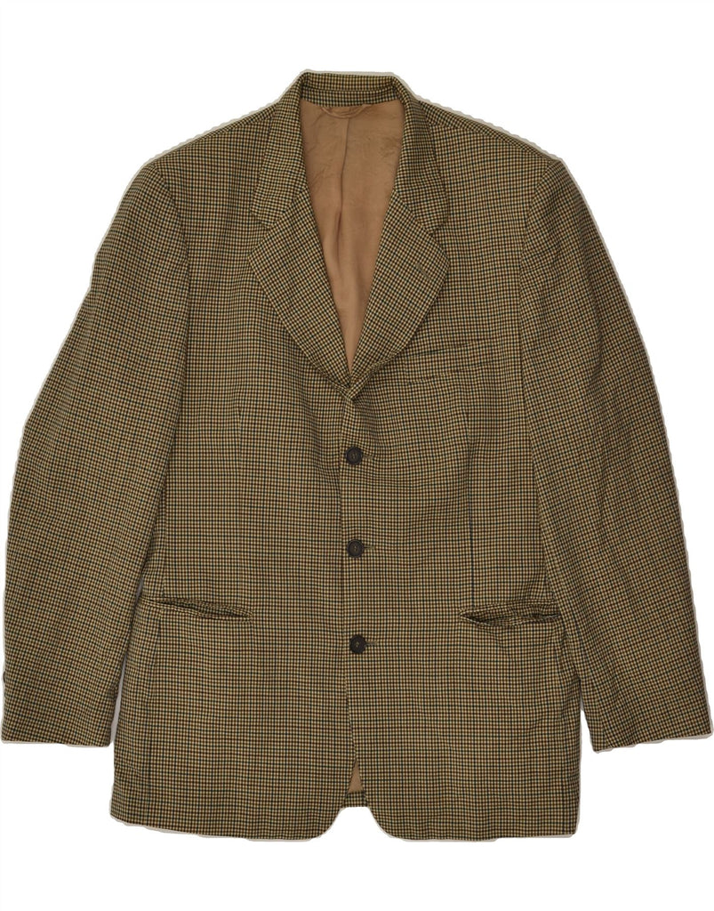 VINTAGE Mens 3 Button Blazer Jacket UK 38 Medium Green Check Virgin Wool | Vintage Vintage | Thrift | Second-Hand Vintage | Used Clothing | Messina Hembry 