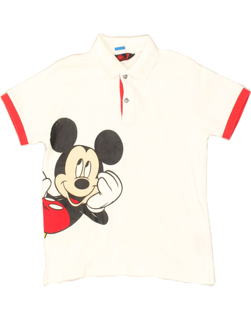 KAPPA Boys Mickey Mouse Graphic Polo Shirt 9-10 Years Large  White Cotton | Vintage Kappa | Thrift | Second-Hand Kappa | Used Clothing | Messina Hembry 