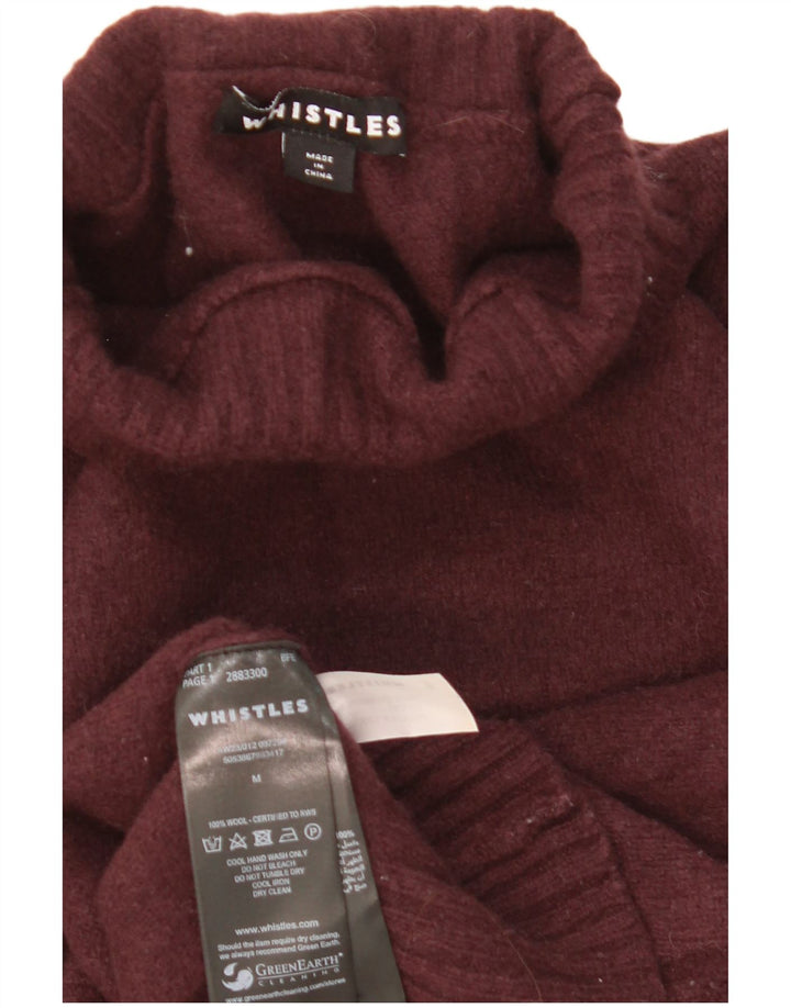 Whistles Womens Crop Turtle Neck Jumper Sweater UK 14 Medium Maroon Wool