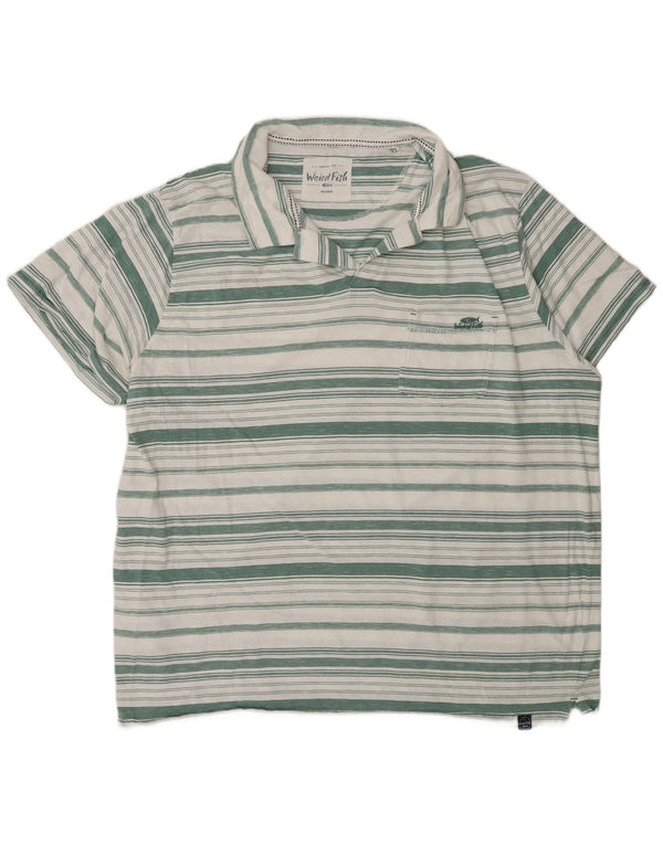 Weird Fish Mens Polo Shirt 4XL Green Striped Cotton