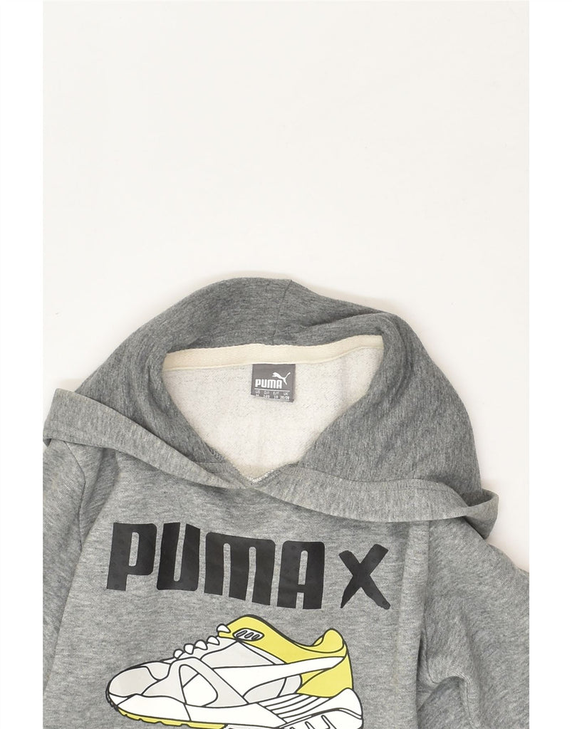 PUMA Boys Graphic Hoodie Jumper 9-10 Years Grey Cotton | Vintage Puma | Thrift | Second-Hand Puma | Used Clothing | Messina Hembry 