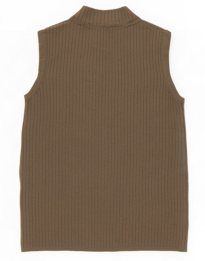 Marks & Spencer Womens Vest Tank Top UK 10 Small Khaki