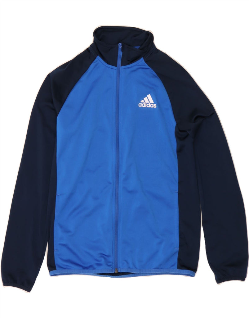 ADIDAS Boys Tracksuit Top Jacket 13-14 Years  Blue Colourblock Polyester Vintage Adidas and Second-Hand Adidas from Messina Hembry 