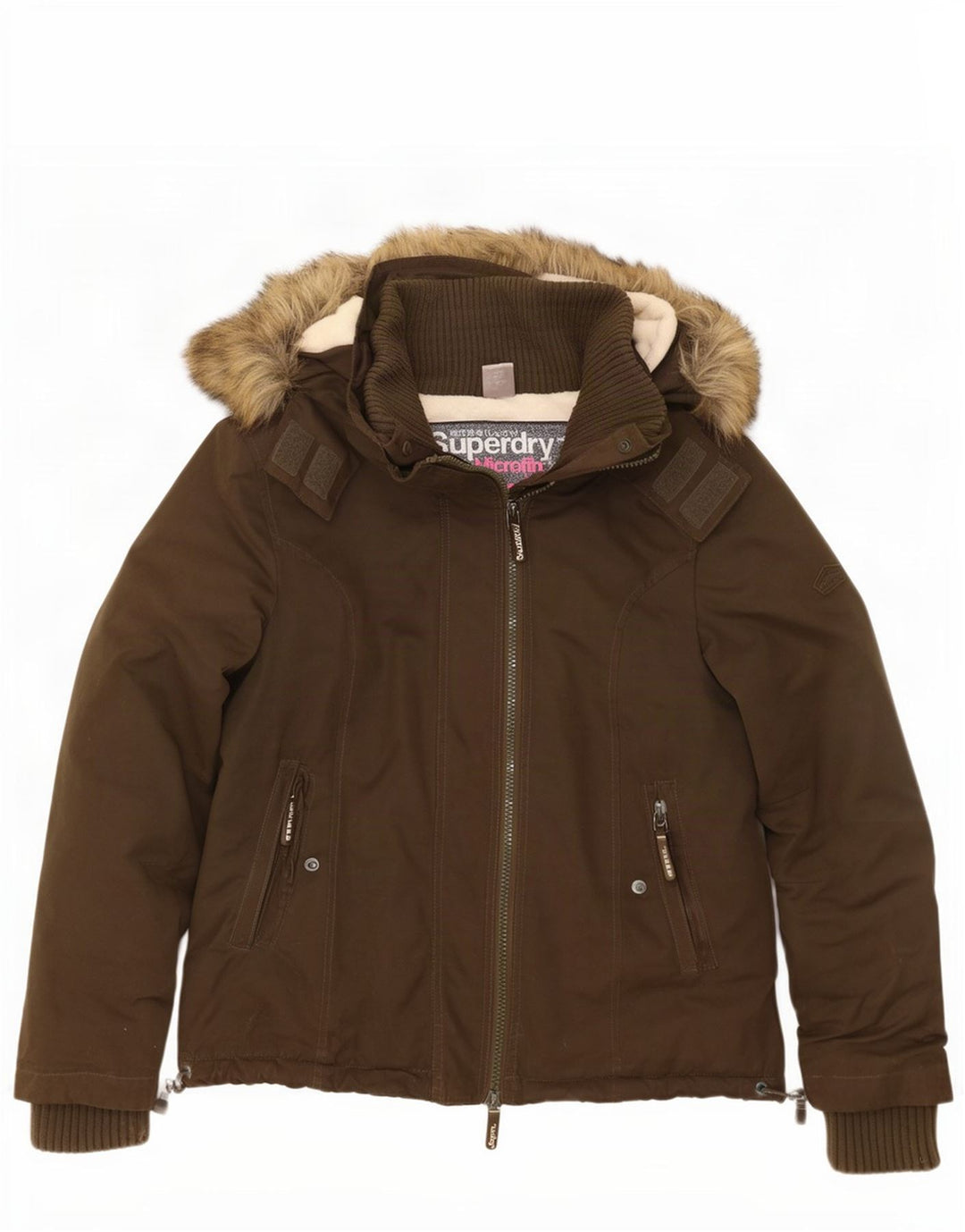 Superdry Womens Hooded Windbreaker Jacket UK 18 XL Khaki Polyester