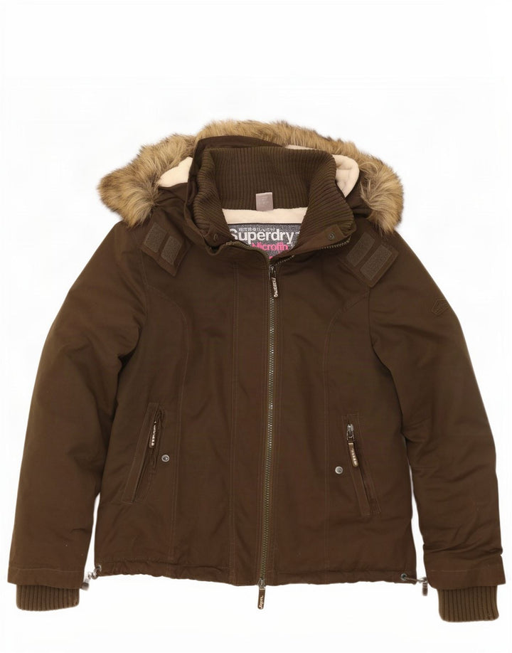 Superdry Womens Hooded Windbreaker Jacket UK 18 XL Khaki Polyester