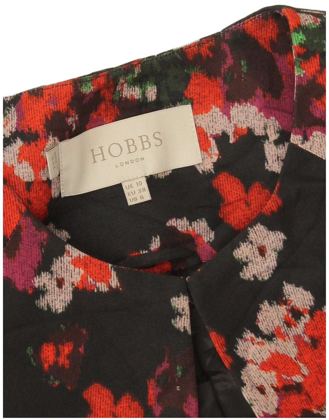 Hobbs Womens Oversized Overcoat UK 10 Small Black Floral Polyester