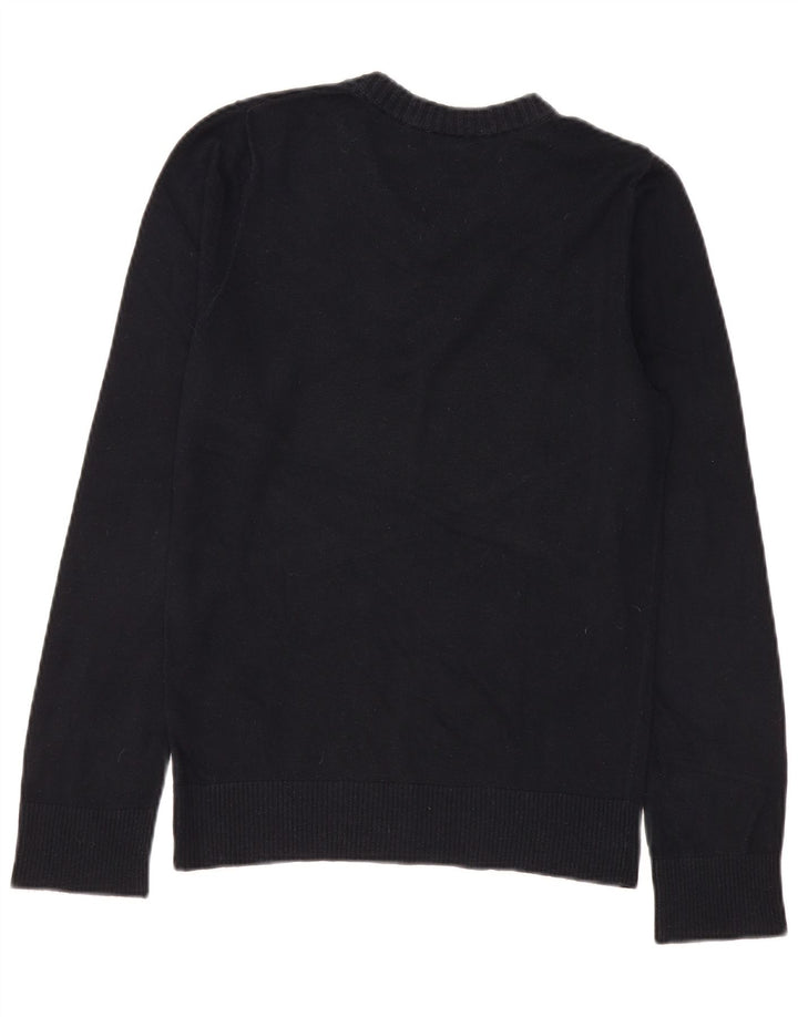 Hollister Mens V-Neck Jumper Sweater Medium Navy Blue Cotton