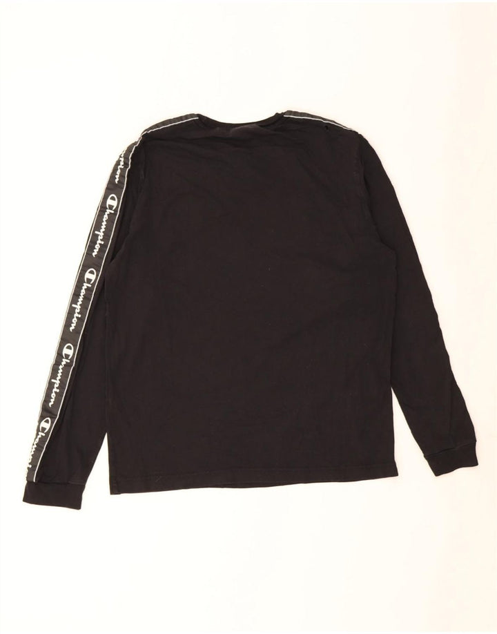 Champion Mens Graphic Top Long Sleeve Large Black Cotton