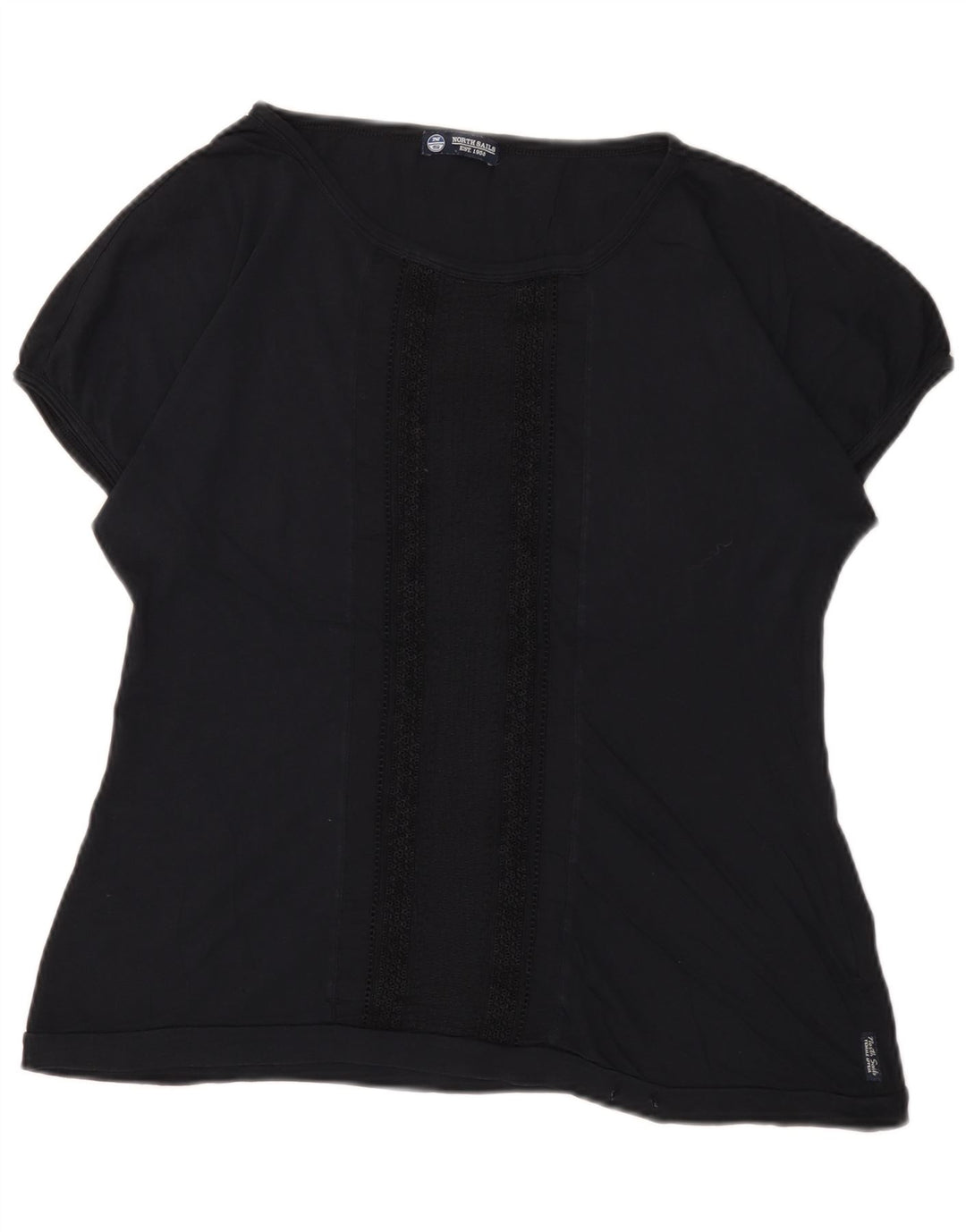 North Sails Womens T-Shirt Top UK 14 Large Black Cotton