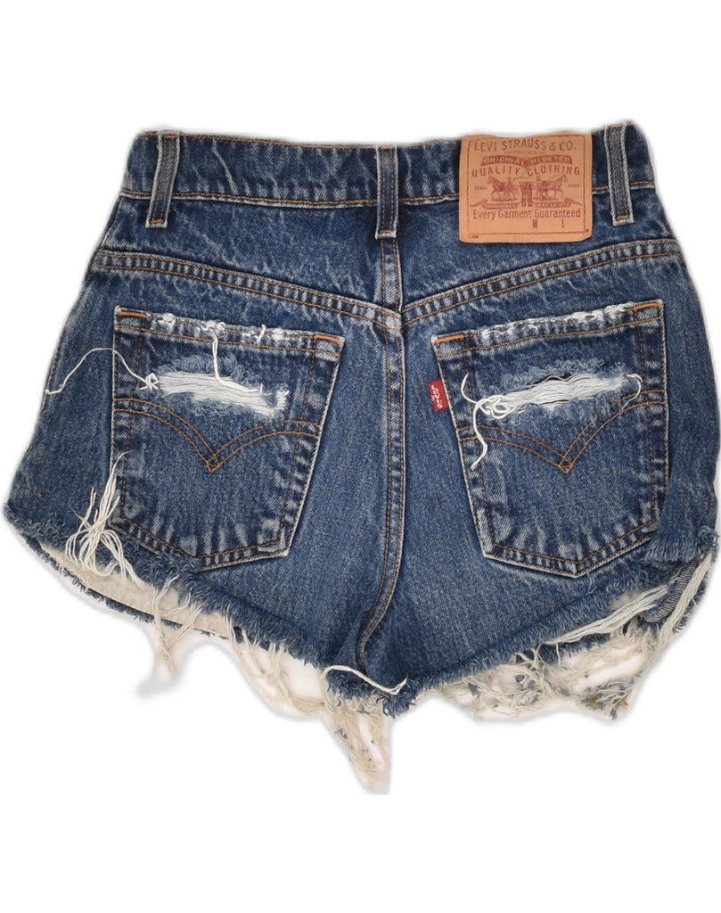 LEVI'S Womens Distressed Denim Shorts US 3 Small W27 Blue Cotton | Vintage Levi's | Thrift | Second-Hand Levi's | Used Clothing | Messina Hembry 