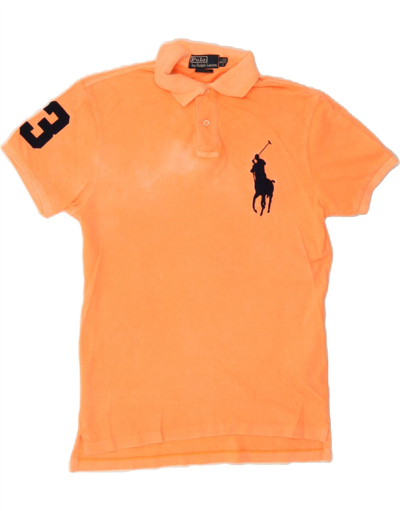RALPH LAUREN Mens Graphic Polo Shirt Small Orange Cotton Vintage Ralph Lauren and Second-Hand Ralph Lauren from Messina Hembry 