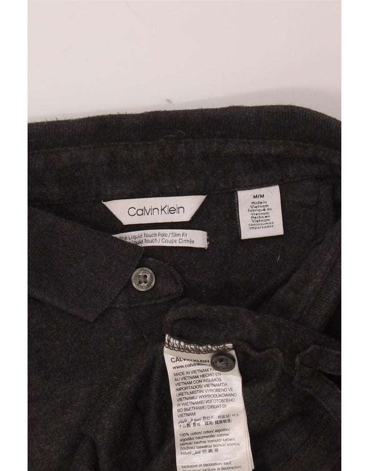 CALVIN KLEIN Mens Slim Fit Polo Shirt Medium Grey Cotton