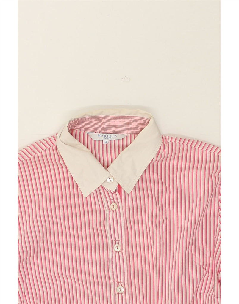 MARELLA Womens Shirt IT 44 Medium Pink Striped Cotton | Vintage Marella | Thrift | Second-Hand Marella | Used Clothing | Messina Hembry 