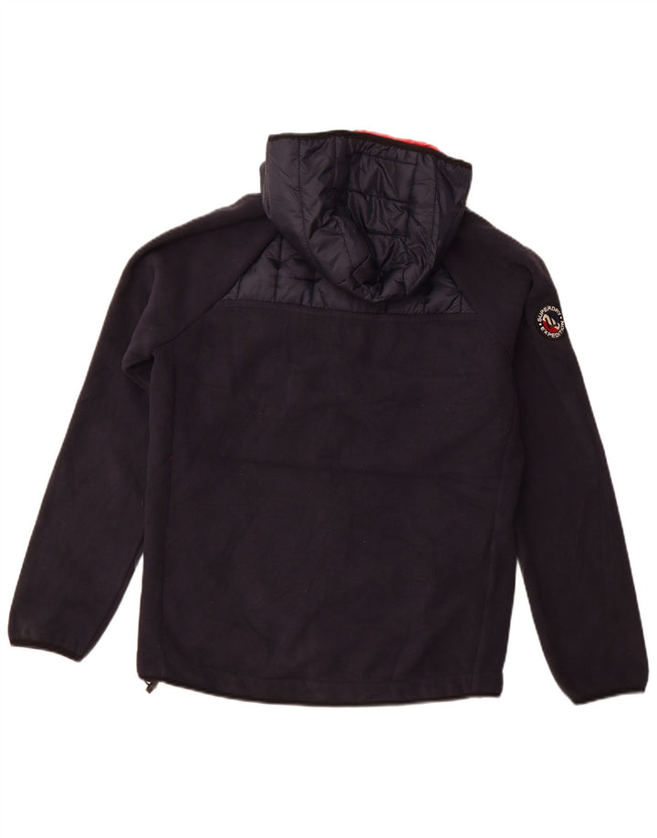SUPERDRY Mens Hooded Bomber Jacket UK 38 Medium Navy Blue Colourblock