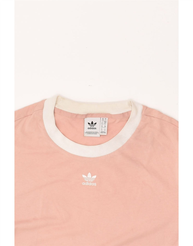 ADIDAS Womens Loose Fit Graphic T-Shirt Top UK 10 Small Pink Cotton | Vintage Adidas | Thrift | Second-Hand Adidas | Used Clothing | Messina Hembry 