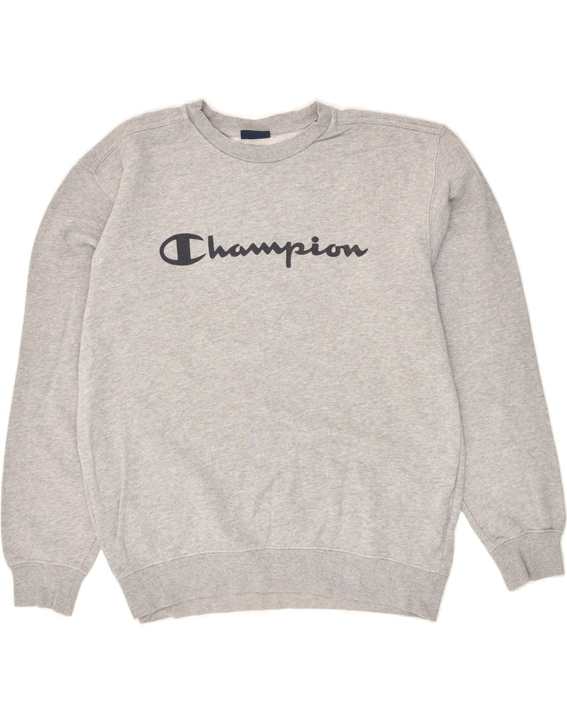 CHAMPION Mens Graphic Sweatshirt Jumper Large Grey Cotton | Vintage Champion | Thrift | Second-Hand Champion | Used Clothing | Messina Hembry 