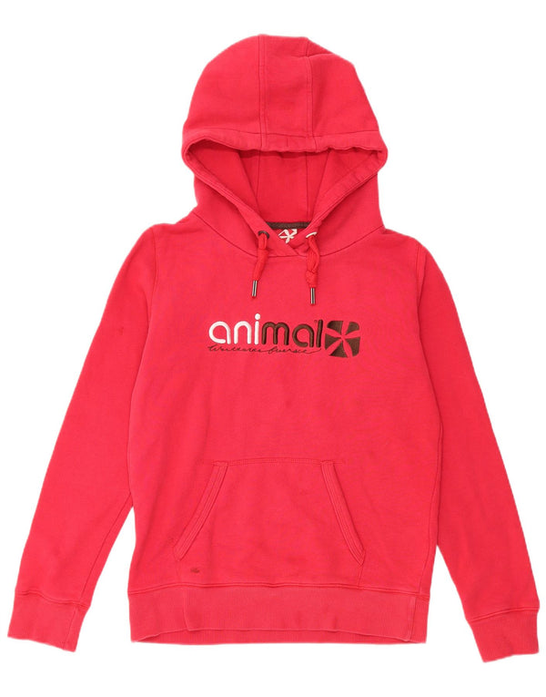 Animal Womens Graphic Hoodie Jumper UK 10 Small  Red Cotton