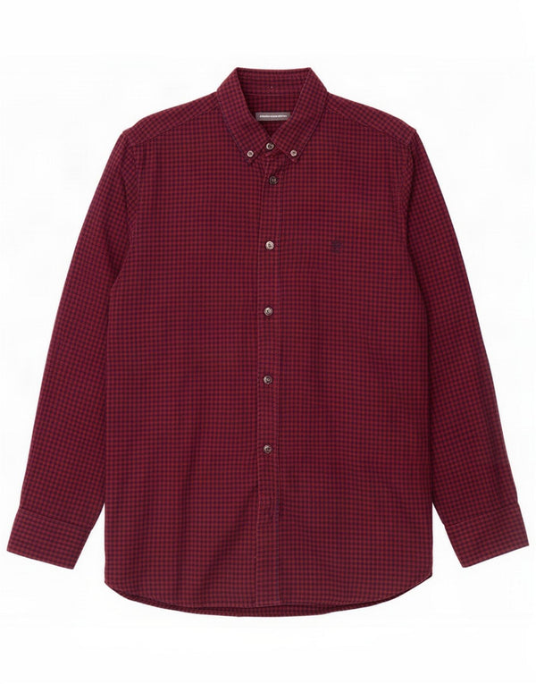 French Connection Mens Shirt Large Burgundy Gingham