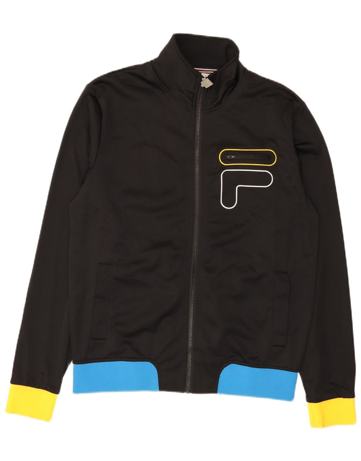 Fila Mens Graphic Tracksuit Top Jacket Medium Black Colourblock Polyester