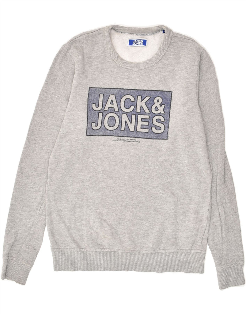 JACK & JONES Boys Graphic Sweatshirt Jumper 13-14 Years Grey Cotton | Vintage Jack & Jones | Thrift | Second-Hand Jack & Jones | Used Clothing | Messina Hembry 