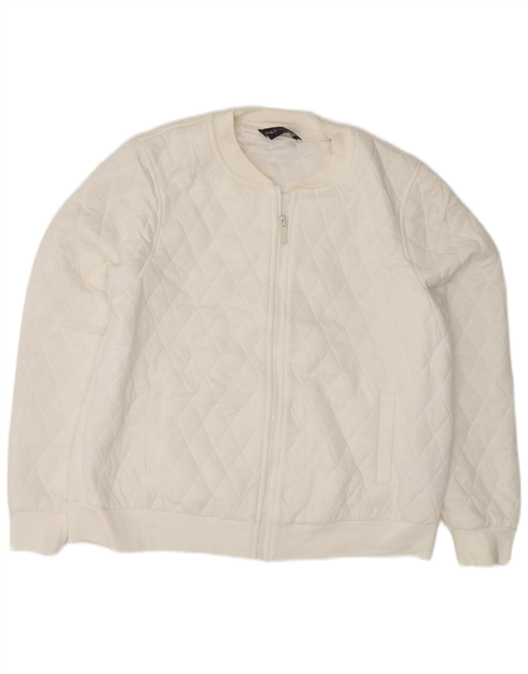 Marks & Spencer Womens Quilted Jacket UK 14 Large  White Polyester