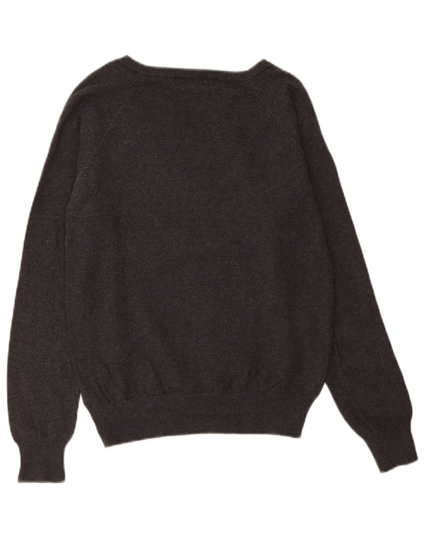 Zara Womens V-Neck Jumper Sweater UK 14 Large Grey Cotton