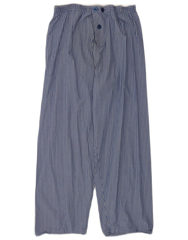 Marks & Spencer Mens Casual Trousers Medium W33 L26 Blue Pinstripe