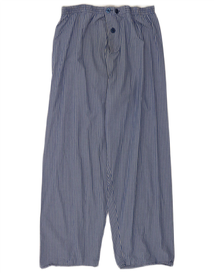 Marks & Spencer Mens Casual Trousers Medium W33 L26 Blue Pinstripe