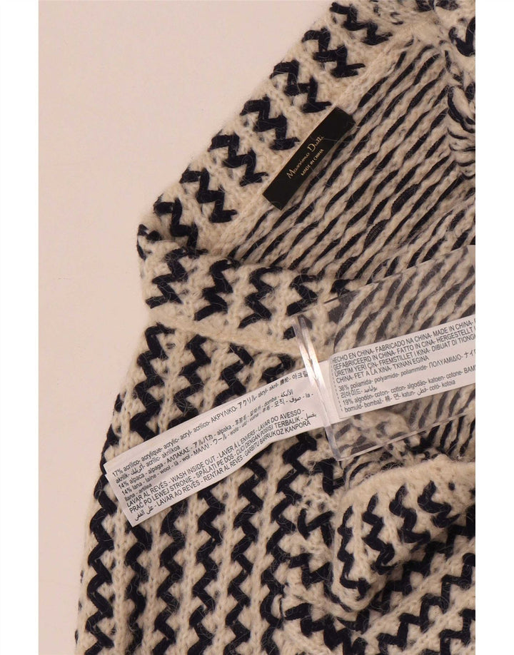 Massimo Dutti Womens Crop Crew Neck Jumper Sweater UK 10 Small Off White