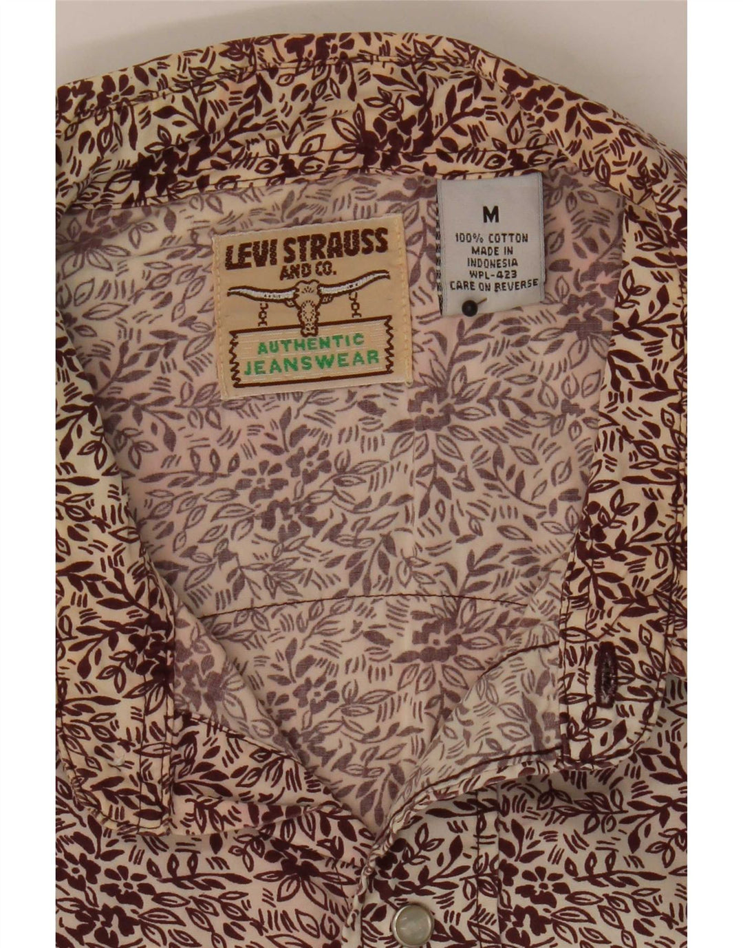 Levi's Mens Shirt Medium Burgundy Floral Cotton