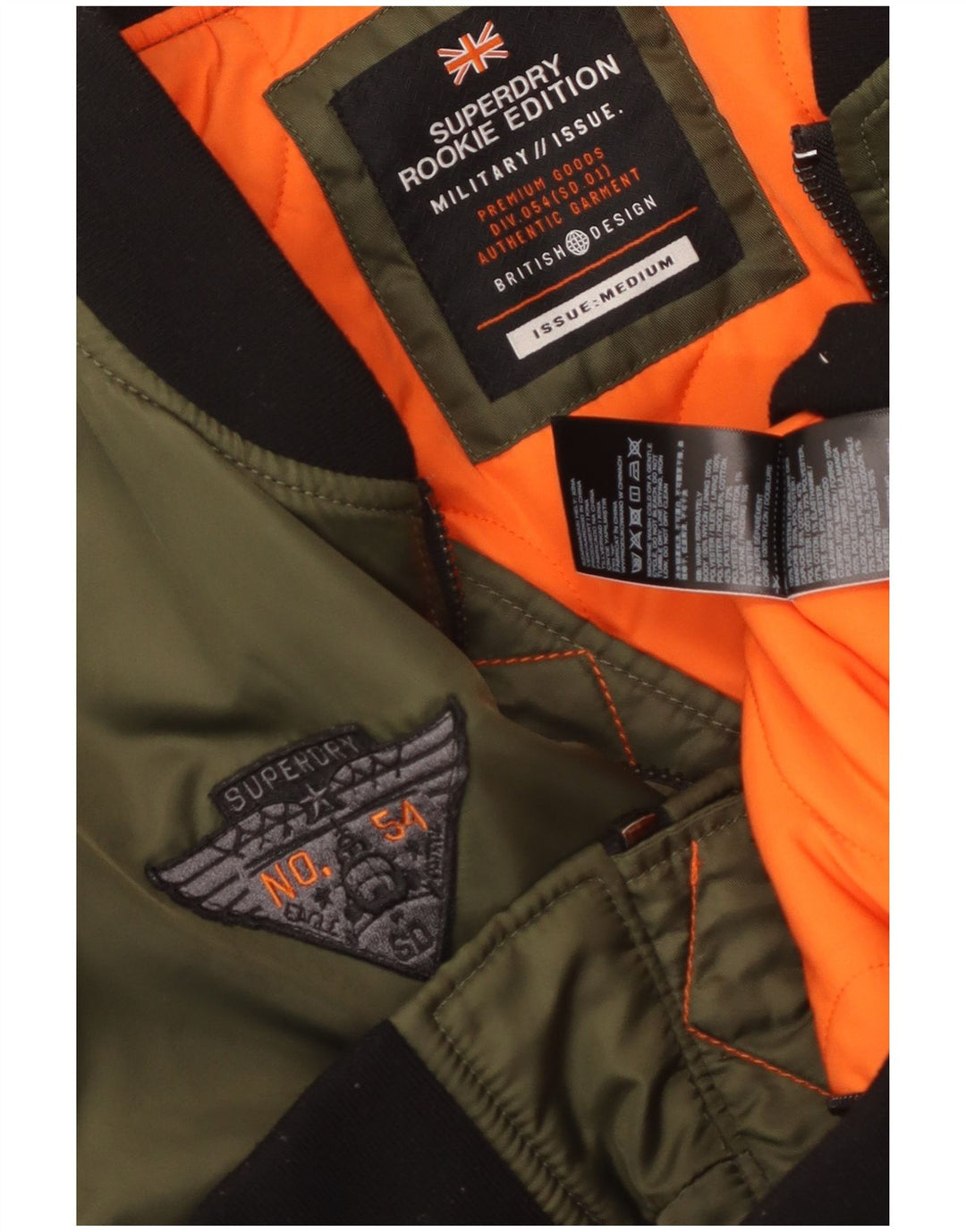Superdry Mens Military Bomber Jacket UK 38 Medium Khaki Nylon