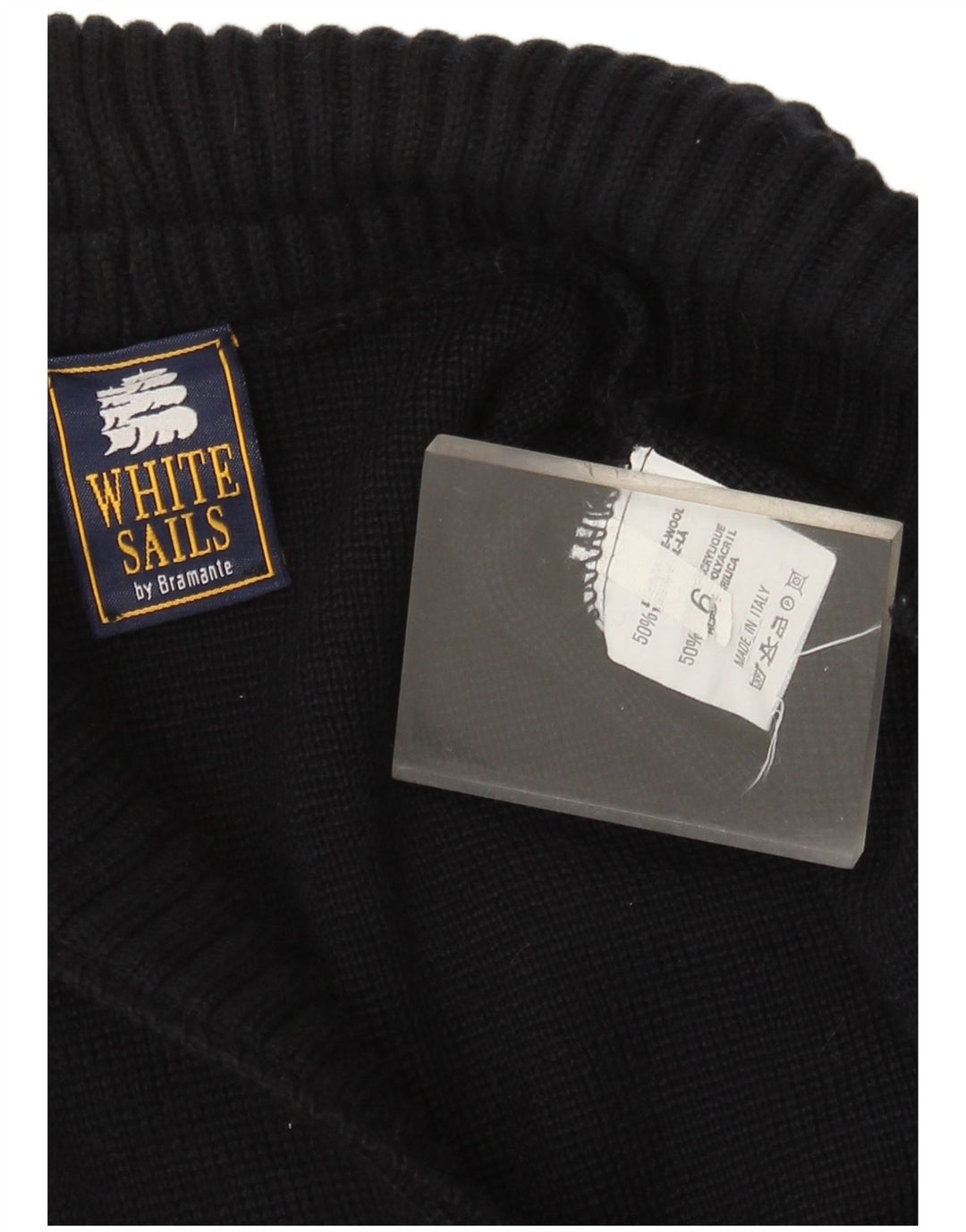 White Sails Mens Oversized Cardigan Sweater US 6 Medium Navy Blue Wool