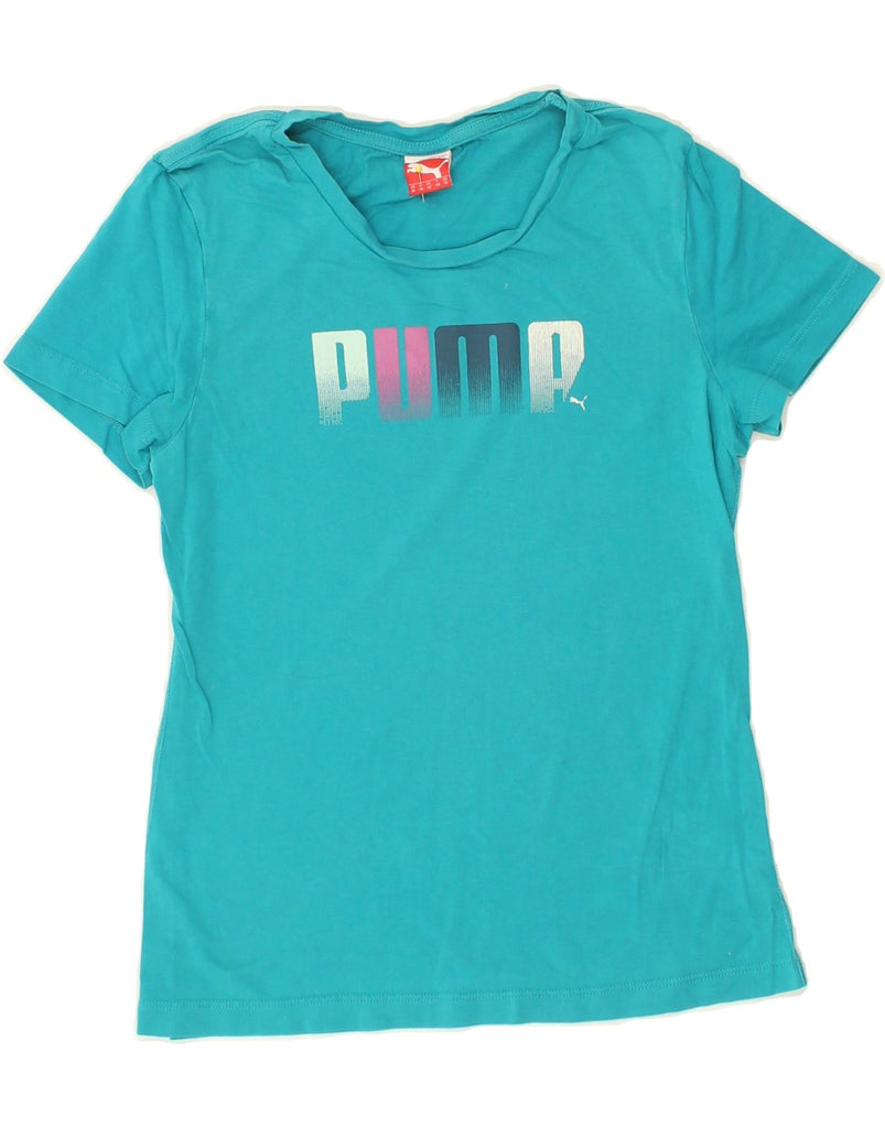 PUMA Womens Graphic T-Shirt Top UK 12 Medium  Blue Cotton Vintage Puma and Second-Hand Puma from Messina Hembry 