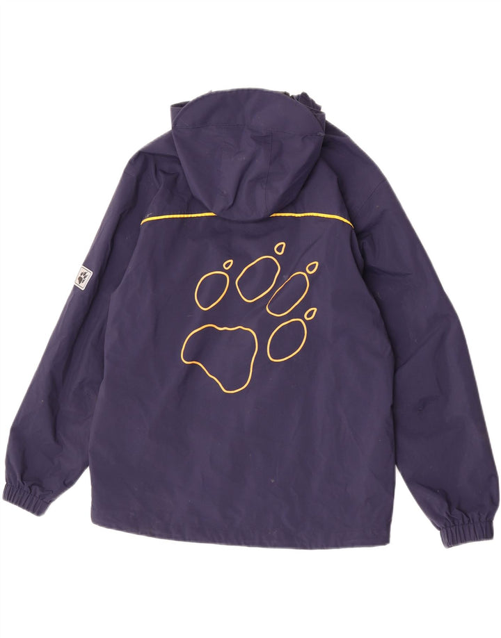 Jack Wolfskin Boys Graphic Hooded Rain Jacket 12-13 Years Navy Blue
