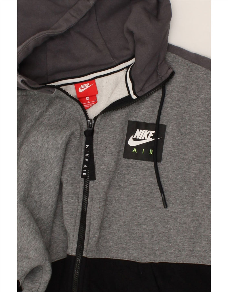 NIKE Mens Graphic Zip Hoodie Sweater Medium Grey Colourblock Cotton | Vintage Nike | Thrift | Second-Hand Nike | Used Clothing | Messina Hembry 