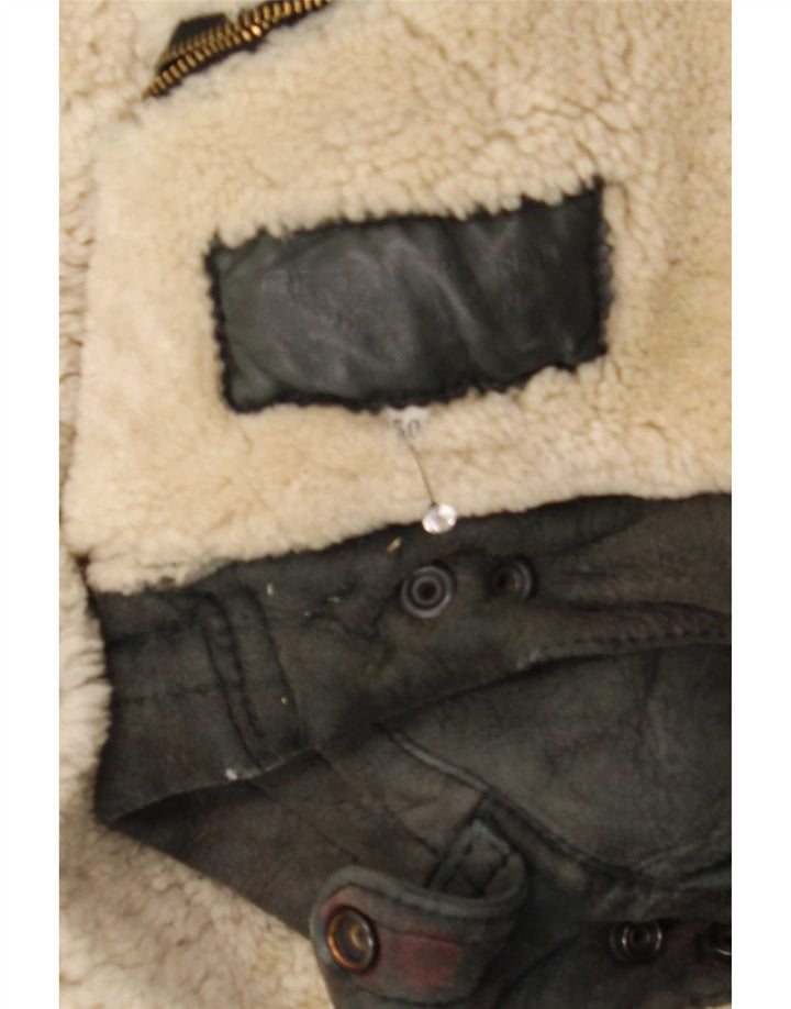 Vintage Mens Shearling Jacket IT 50 Large Black