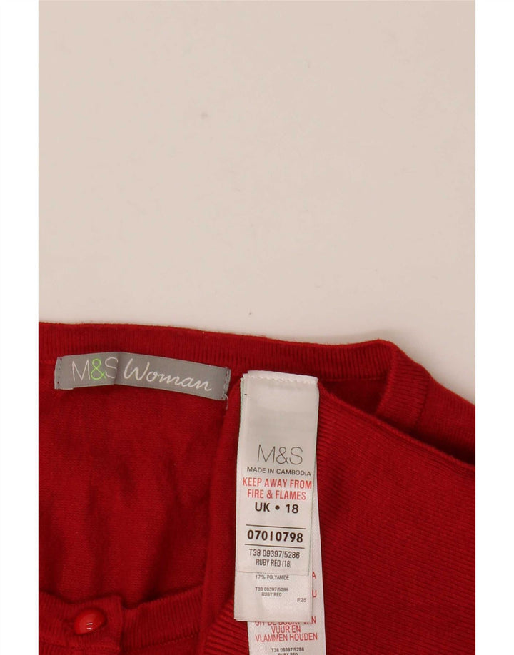 Marks & Spencer Womens Cardigan Sweater UK 18 XL Red Viscose