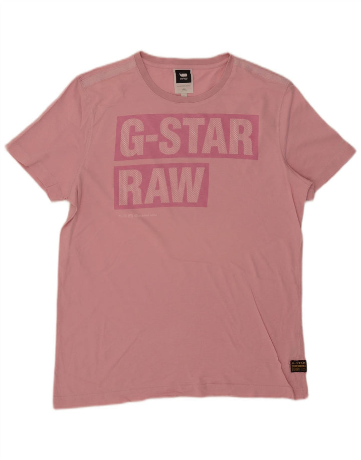 G-Star Mens Graphic T-Shirt Top Large Pink Cotton