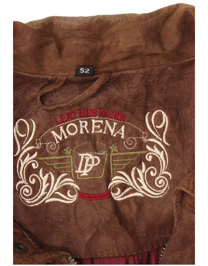 Morena Mens Suede Bomber Jacket IT 52 XL Brown Leather