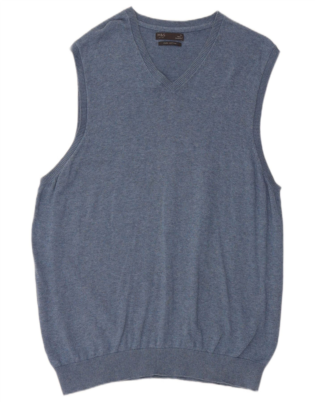 Marks & Spencer Mens Vest Tank Top XL Blue Cotton