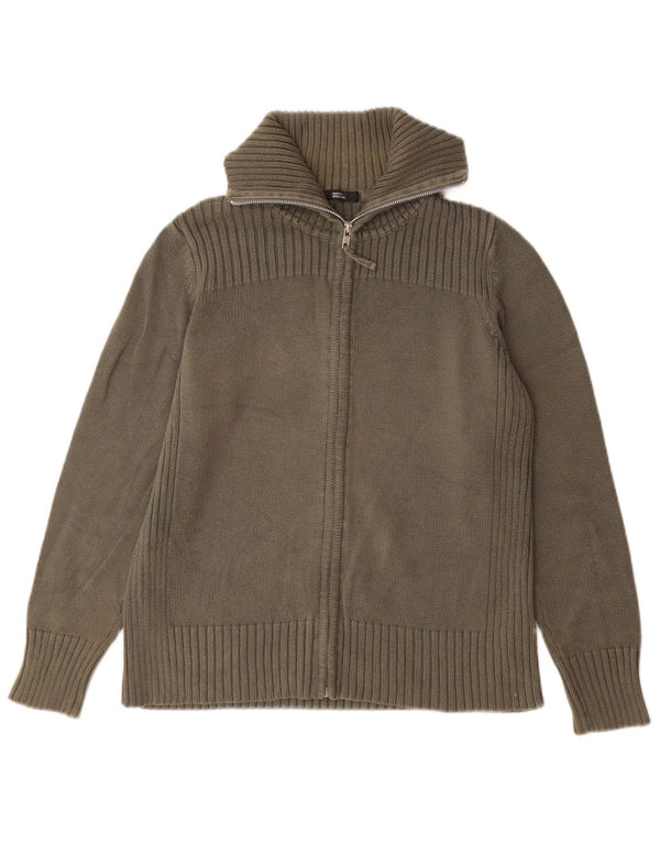 Marks & Spencer Womens Cardigan Sweater UK 18 XL Khaki Cotton