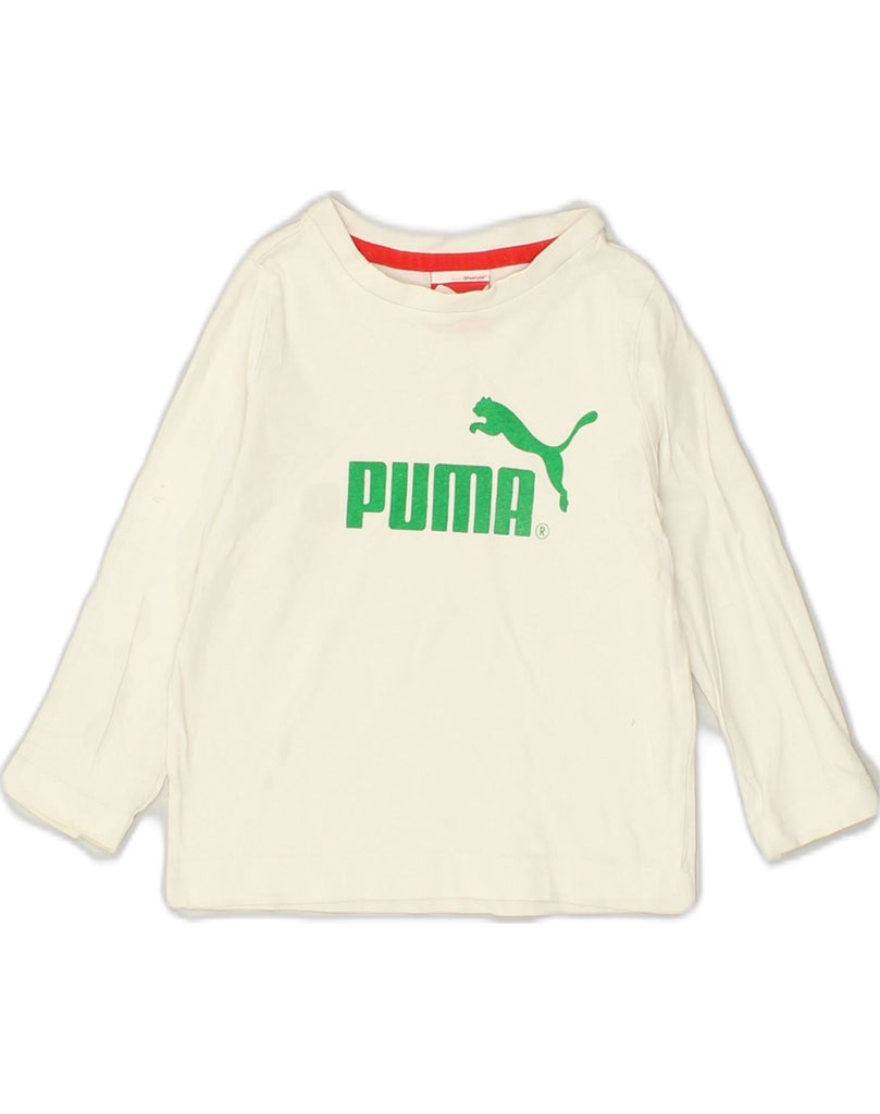 PUMA Baby Boys Graphic Top Long Sleeve 12-18 Months White | Vintage Puma | Thrift | Second-Hand Puma | Used Clothing | Messina Hembry 