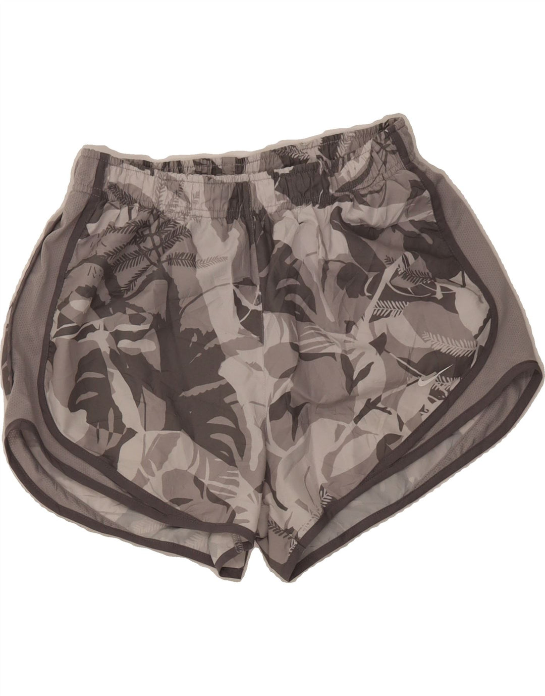 NIKE Womens Dri Fit Abstract Pattern Sport Shorts UK 12 Medium Grey Vintage Nike and Second-Hand Nike from Messina Hembry 